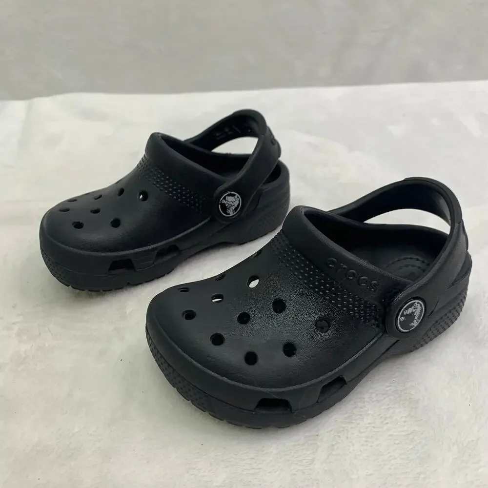 Crocs Childrens Sz 7 Black Clogs Water Rubber Shoes Casual Beach Outdoors